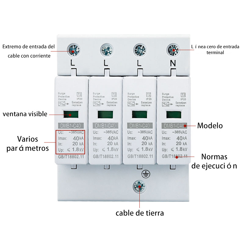 Descripción del diseño del producto del dispositivo de protección contra rayos de fuente de alimentación de primera clase del protector de Sobretensión phltd-