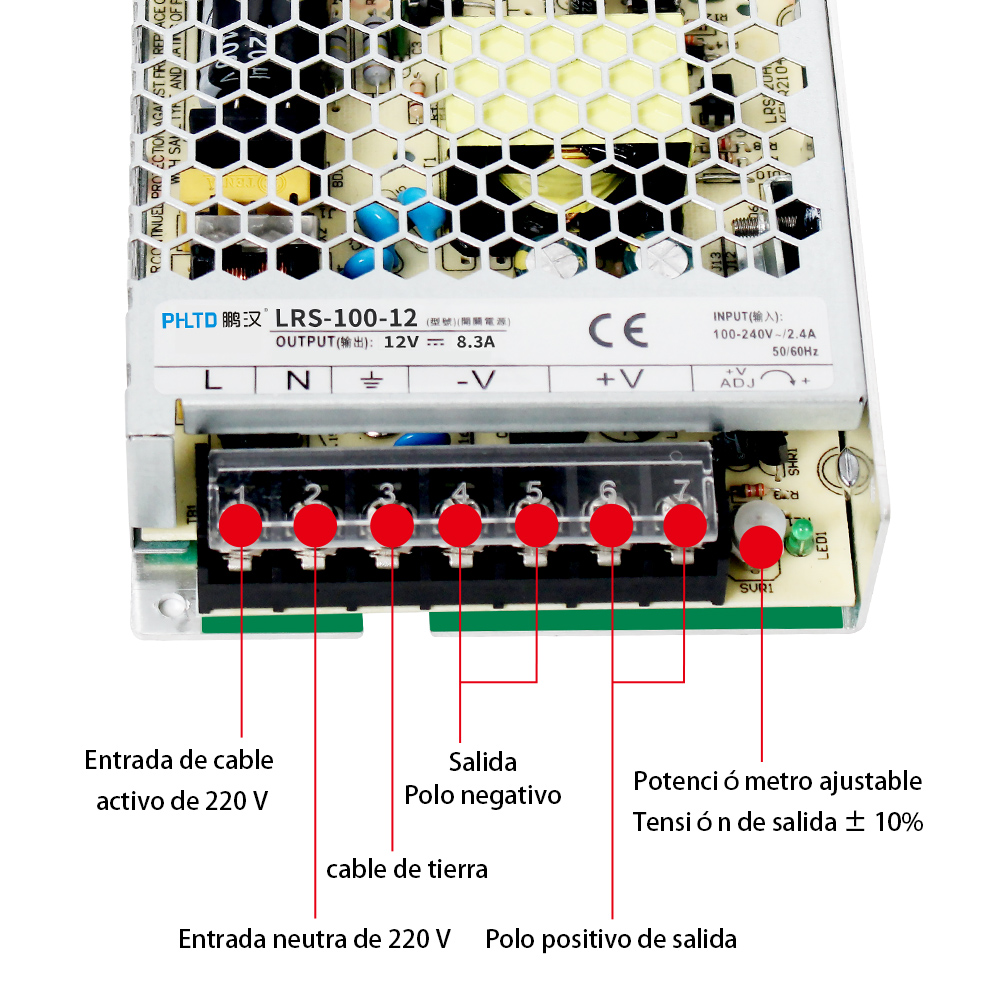 Mapa de referencia del cableado de energía del interruptor de la serie phltd lrs-