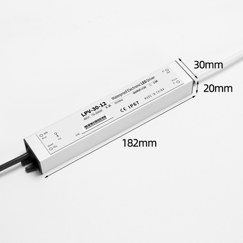 PHLTD LPV serie impermeable LPV-30V tamaño 182x30x20mm-