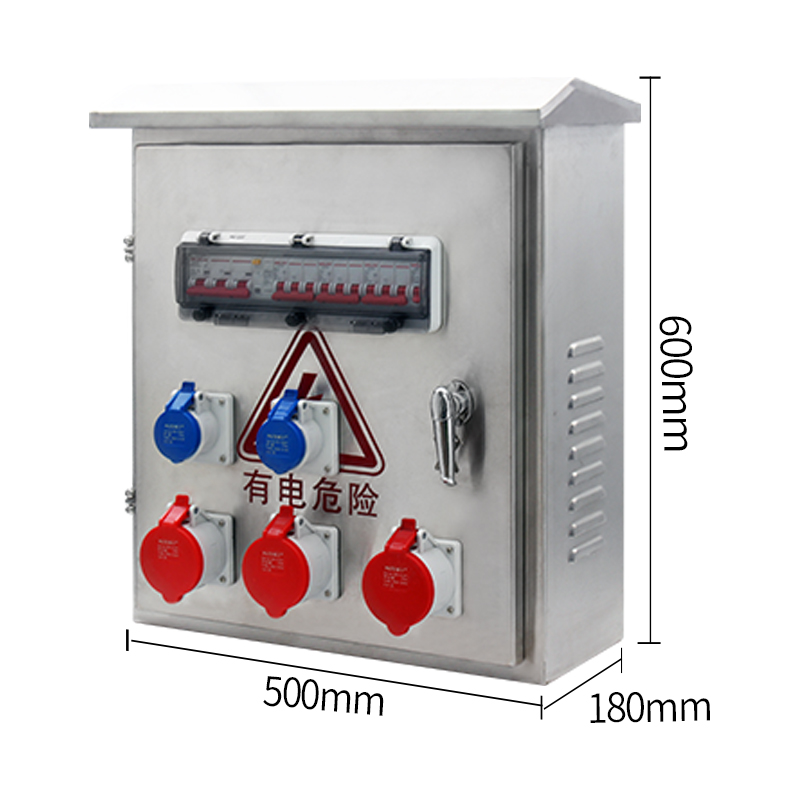 Caja de enchufe industrial 5phltd 304 caja de suministro de mantenimiento de acero inoxidable, con dos salidas y tres tipos de protección del interruptor, el tamaño total del interruptor es 600x500x180mm-