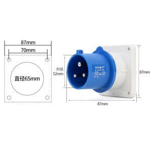 Fuente de alimentación impermeable phltd industria enchufe oscuro 3 núcleos 32a enchufe oscuro 220 - 250V tamaño 87x87mm diámetro interior 52mm-