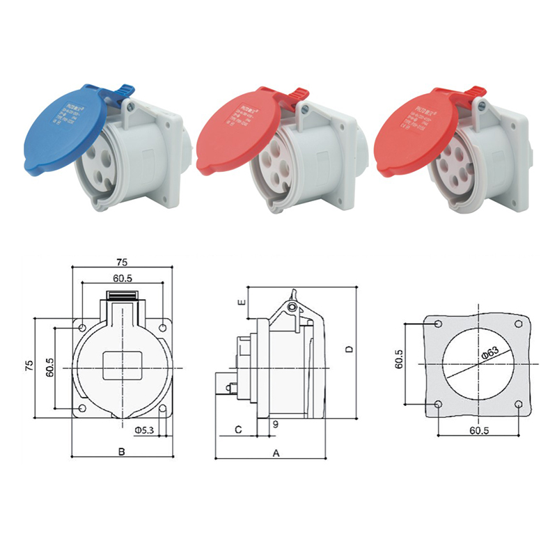 Fuente de alimentación impermeable phltd industria enchufe oscuro 3 núcleos 4 núcleos 5 núcleos 16a enchufe tamaño de enchufe recto oscuro-