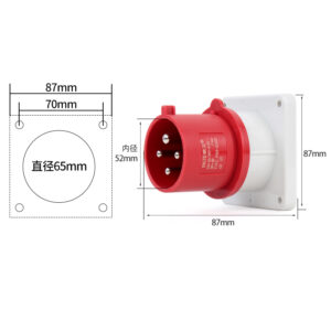 Fuente de alimentación impermeable phltd industria enchufe oscuro 4 núcleos 32a enchufe oscuro 220 - 250V tamaño 87x87mm diámetro interior 52mm-