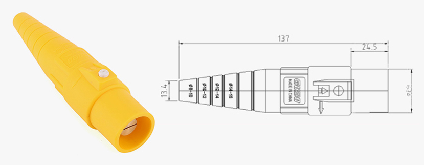 Phltd 200a iluminación y sonido de escenario profesional de alta potencia rinoceronte de núcleo único conector de cable de alta corriente diagrama de tamaño del enchufe masculino-