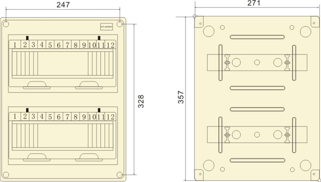 Protección contra fugas eléctricas de la Caja de interruptores de la Caja de distribución impermeable phltd plástico abierto HT - 24 tamaño de la Caja de interruptores de aire del circuito 268x110x350-