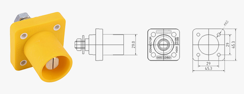 Phltd 200a sonido de iluminación escénica profesional de alta potencia Rhino de un solo núcleo de cable de alta corriente diagrama de tamaño de enchufe masculino-