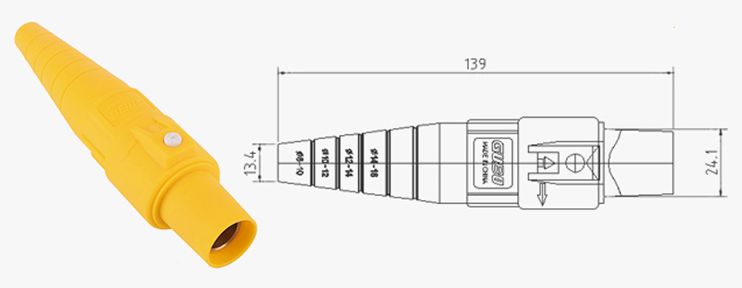 Phltd 200a sonido de iluminación escénica profesional de alta potencia Rhino de un solo núcleo de cable de alta corriente diagrama de tamaño del enchufe femenino-