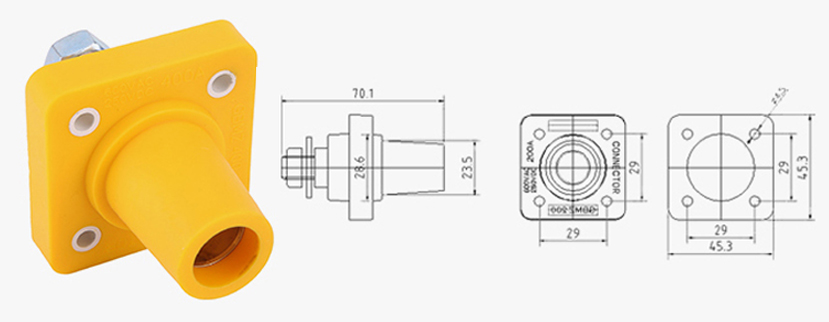 Phltd 200a sonido profesional de iluminación escénica de alta potencia Rhino de un solo núcleo de cable de alta corriente dibujo de tamaño de enchufe femenino-