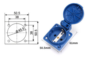 Phltd ip54 estándar europeo 2 enchufe impermeable al aire libre 16a esquema de tamaño de enchufe de pila de carga-