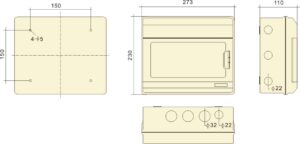 Caja de distribución exterior IP66 a prueba de lluvia de PC ignífugo con 12 circuitos y protección de interruptor de aire