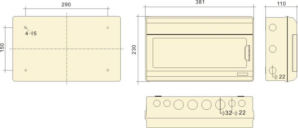 Phltd ip66 protección contra la lluvia al aire libre PC ignífuga caja de distribución abierta caja de protección del interruptor de aire PC - 18 tamaño del circuito-