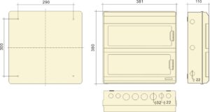 Caja de distribución exterior IP66 a prueba de lluvia de PC ignífugo con 36 circuitos y protección de interruptor de aire