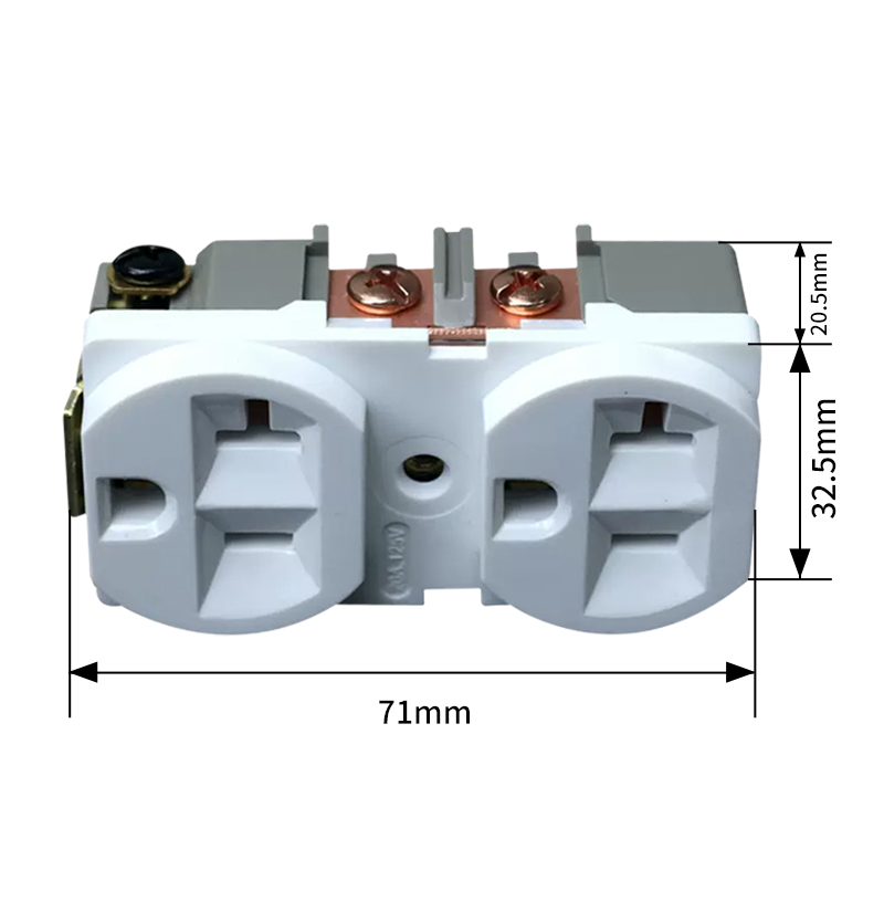 Phltd para entusiastas del sonido enchufe estadounidense chapado en cobre, tamaño especial del enchufe del panel estándar estadounidense 71x32.5x20.5 mm-