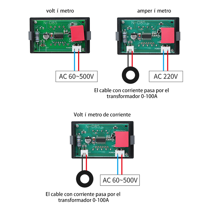 Voltímetro de corriente alterna phltd D85 - 5035va, con pantalla digital de alta precisión y diagrama de cableado de 220V y 380 AC de tres fases 60 - 500V-