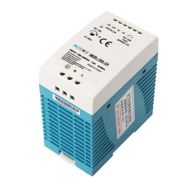 Rango de tensión de 100W de la fuente de alimentación del interruptor de la serie de guía phltd mdr, frecuencia 85 - 264vac 47hz - 63hz (120vdc - 370vdc)-