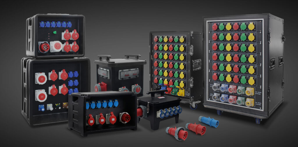 Caja de Escenario PHLTD, Caja de Distribución, Esquema de Montaje con Enchufes Industriales