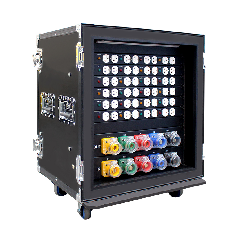 Caja de distribución de energía americana de 24 canales PHLTD, caja de energía para iluminación de escenario con salida de enchufe rhinoceros de 200A