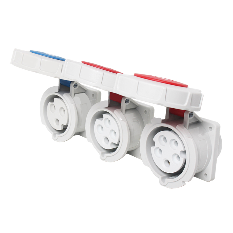 Enchufe y Toma Industrial de Alta Corriente IP67 Impermeable PHLTD, 3-4-5 Núcleos, 63A/125A, Asiento Recto Oculto, 220-415V
